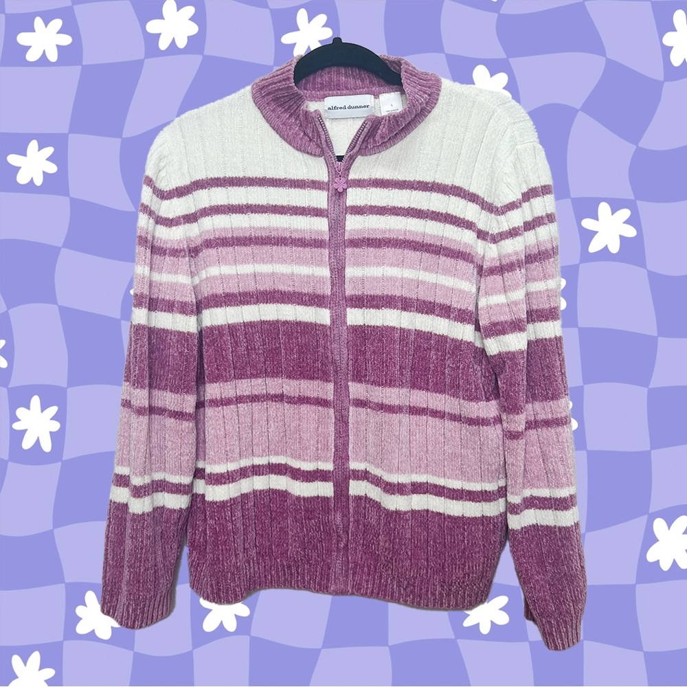 Alfred Dunner Y2K Women’s Large Purple Zip up Acrylic Sweater